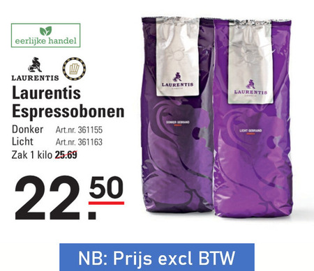 Laurentis   koffiebonen folder aanbieding bij  Sligro - details