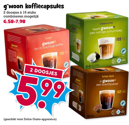 Gwoon   dolce gusto capsules folder aanbieding bij  Boons Markt - details