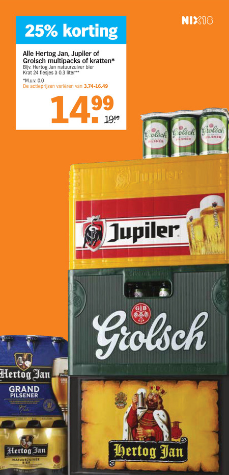 Grolsch   krat bier, blikje bier folder aanbieding bij  Albert Heijn - details