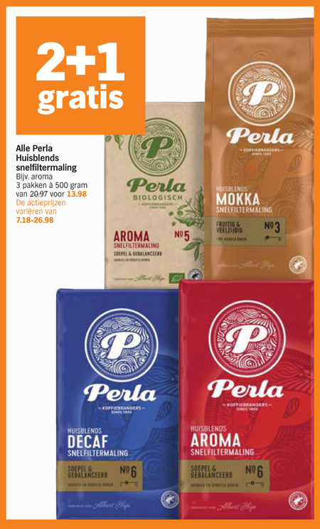 Perla   koffie folder aanbieding bij  Albert Heijn - details