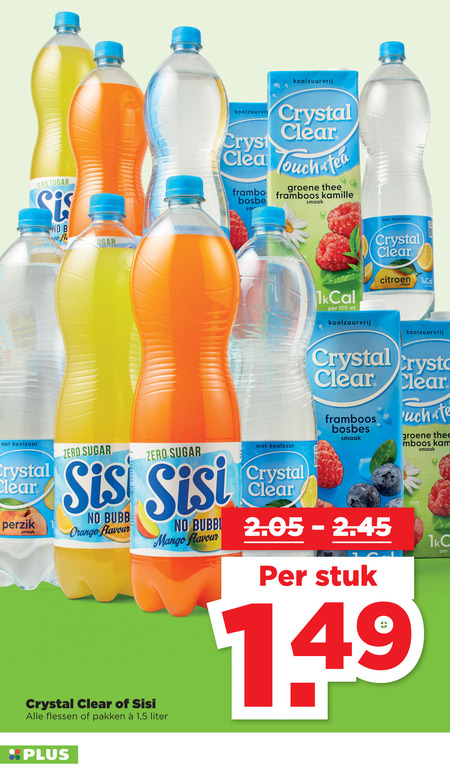 Crystal Clear   fruitdrank, frisdrank folder aanbieding bij  Plus - details