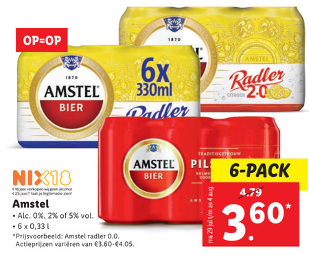 Amstel   blikje bier, radler bier folder aanbieding bij  Lidl - details