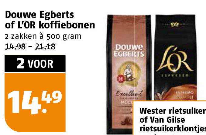 Douwe Egberts   koffiebonen folder aanbieding bij  Poiesz - details