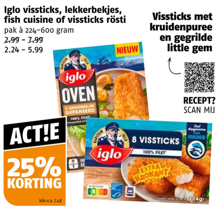 Iglo   vissticks, lekkerbekjes folder aanbieding bij  Poiesz - details