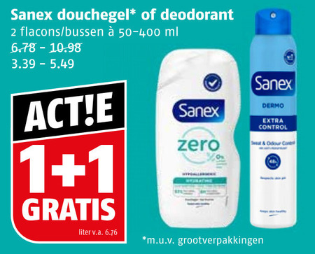 Sanex   douchegel, deodorant folder aanbieding bij  Poiesz - details