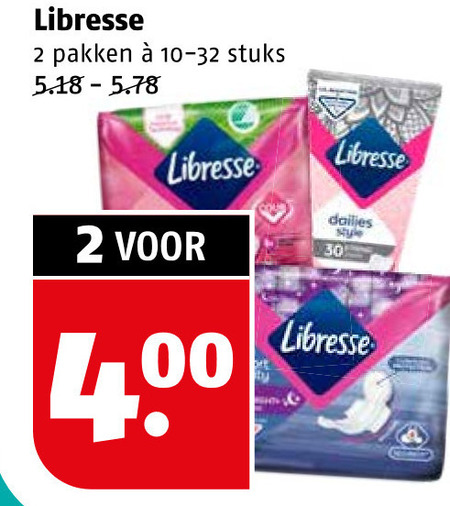 Libresse   maandverband, inlegkruisjes folder aanbieding bij  Poiesz - details