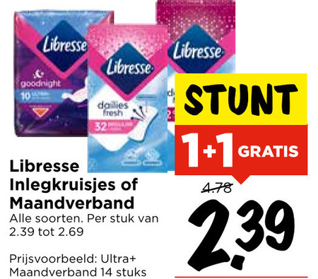 Libresse   maandverband, inlegkruisjes folder aanbieding bij  Vomar - details