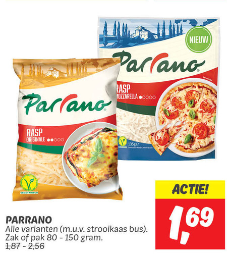 Parrano   geraspte kaas folder aanbieding bij  Dekamarkt - details