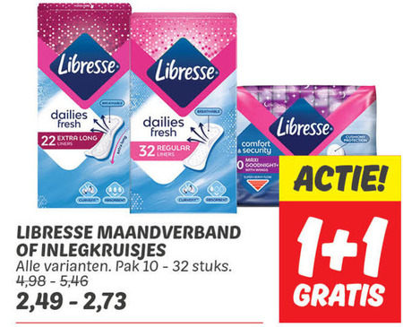 Libresse   inlegkruisjes, maandverband folder aanbieding bij  Dekamarkt - details