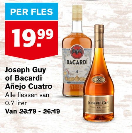 Bacardi   rum, cognac folder aanbieding bij  Hoogvliet - details