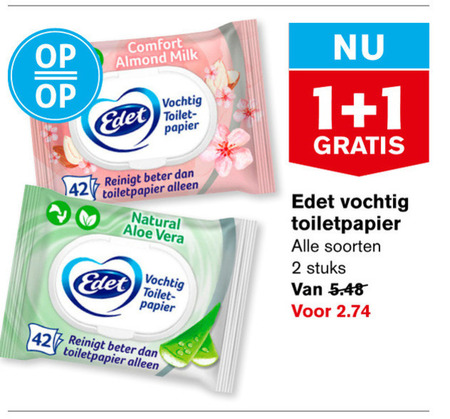 Edet   vochtig toiletpapier folder aanbieding bij  Hoogvliet - details