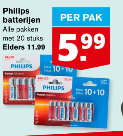 Philips   batterij folder aanbieding bij  Hoogvliet - details