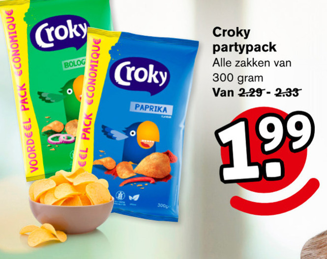 Croky   chips folder aanbieding bij  Hoogvliet - details