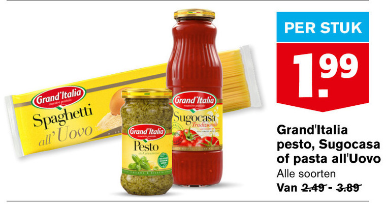 Grand Italia   pasta, pesto folder aanbieding bij  Hoogvliet - details