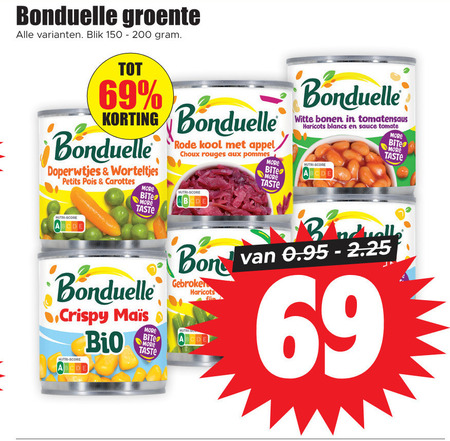 Bonduelle   groenteconserven folder aanbieding bij  Dirk - details