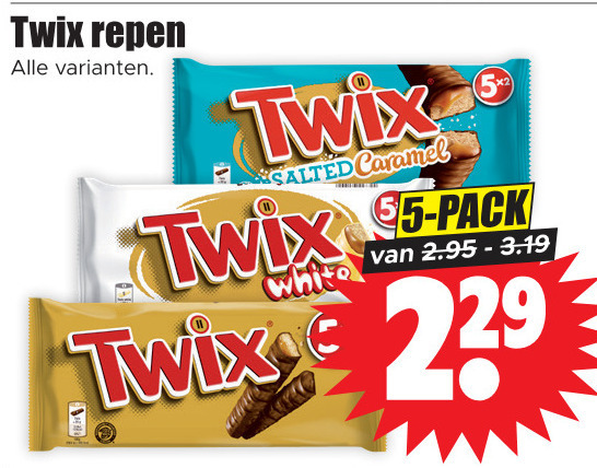 Twix   chocoladereep folder aanbieding bij  Dirk - details