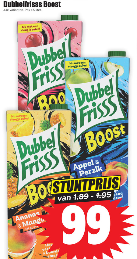 Dubbelfrisss   fruitdrank folder aanbieding bij  Dirk - details