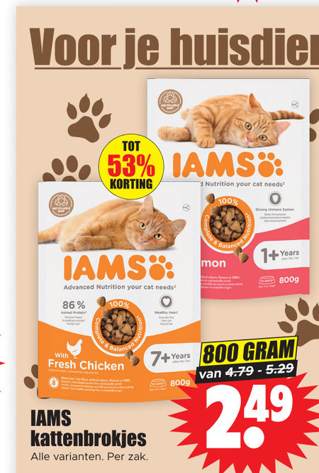 IAMS   kattenvoer folder aanbieding bij  Dirk - details