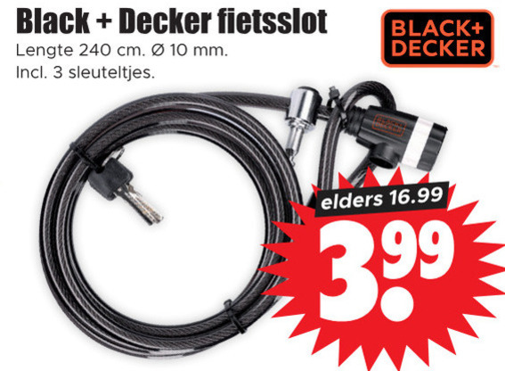 Black and Decker   fietsslot folder aanbieding bij  Dirk - details