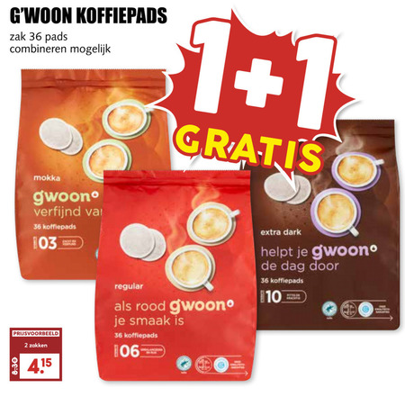 Gwoon   koffiepad folder aanbieding bij  MCD Supermarkt Basis - details