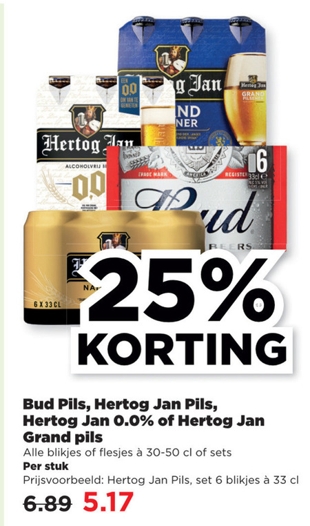 Bud   blikje bier folder aanbieding bij  Plus - details