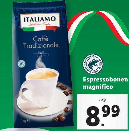 Italiamo   koffiebonen folder aanbieding bij  Lidl - details