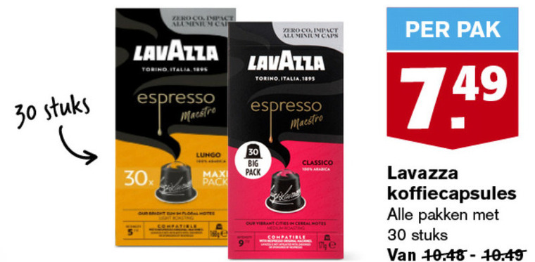 Lavazza   koffiecups folder aanbieding bij  Hoogvliet - details