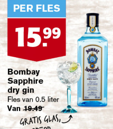 Bombay Sapphire   gin folder aanbieding bij  Hoogvliet - details