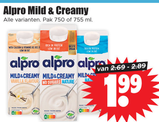 Alpro   soja melk folder aanbieding bij  Dirk - details