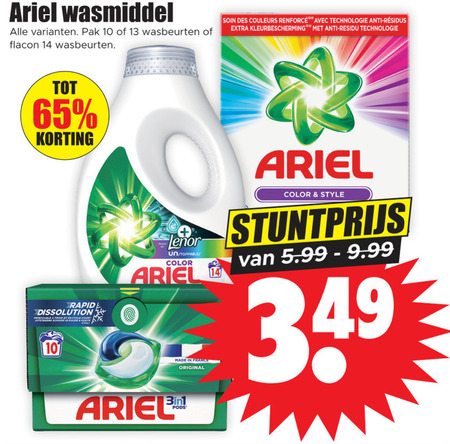 Ariel   wasmiddel folder aanbieding bij  Dirk - details