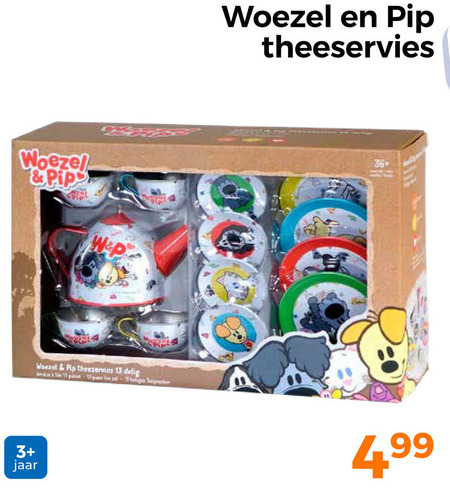 Woezel en Pip   kinderspeelservies folder aanbieding bij  Trekpleister - details