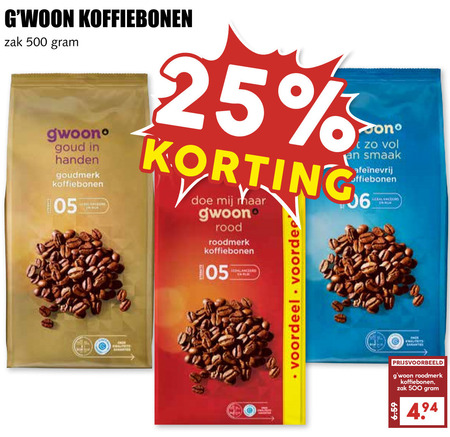 Gwoon   koffiebonen folder aanbieding bij  MCD Supermarkt Basis - details