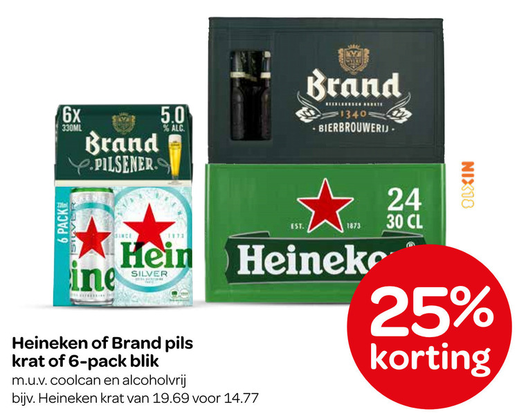 Heineken Silver   krat bier, blikje bier folder aanbieding bij  Spar - details