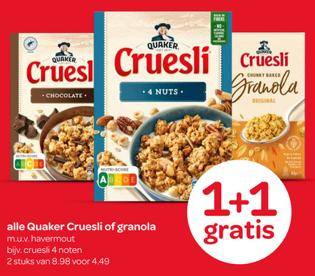 Quaker   cruesli folder aanbieding bij  Spar - details