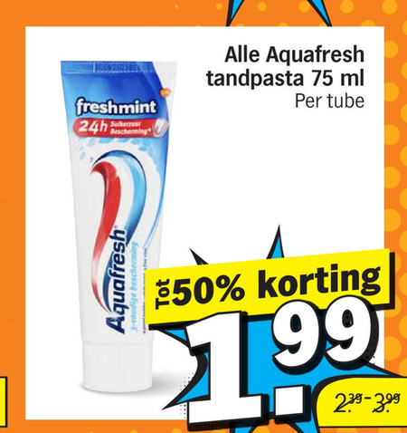 Aquafresh   tandpasta folder aanbieding bij  Albert Heijn - details