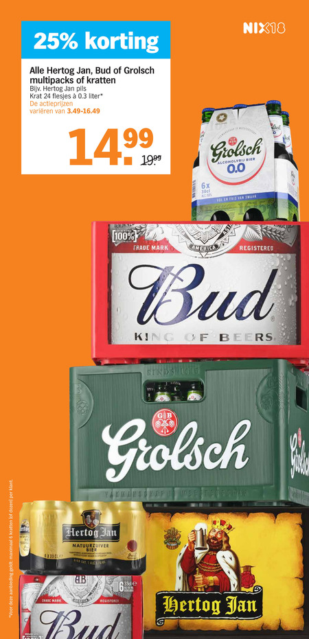 Hertog Jan   krat bier, blikje bier folder aanbieding bij  Albert Heijn - details