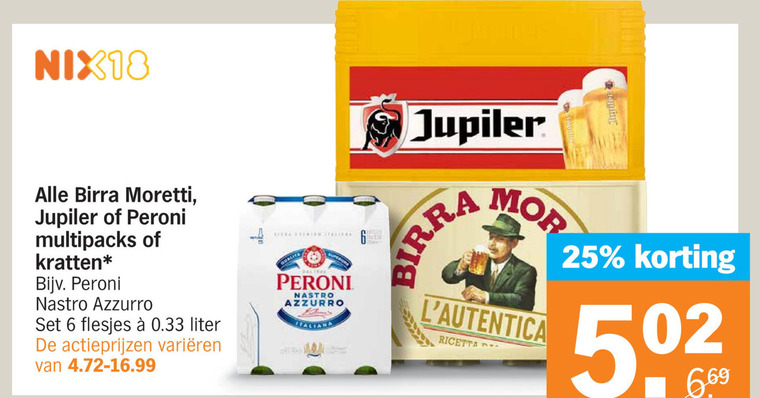 Birra Moretti   krat bier, blikje bier folder aanbieding bij  Albert Heijn - details