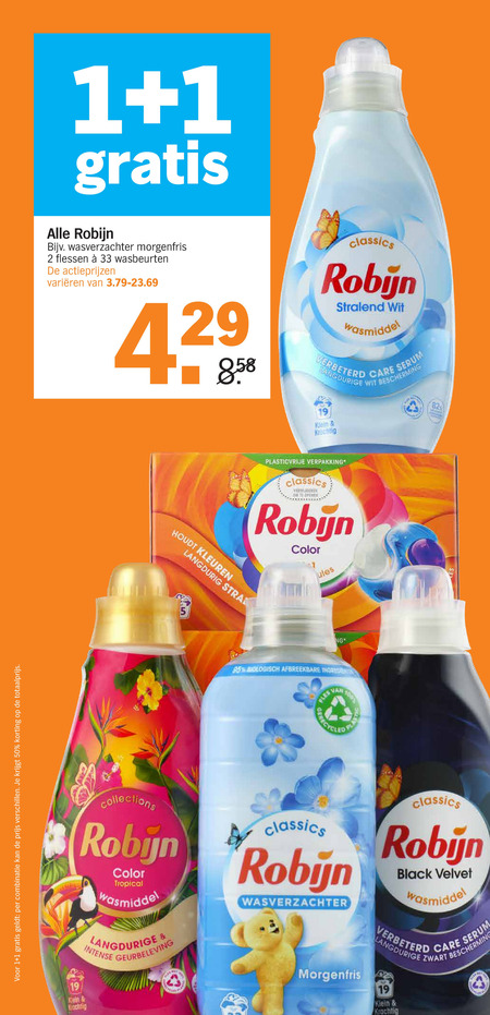 Robijn   wasmiddel, wasverzachter folder aanbieding bij  Albert Heijn - details