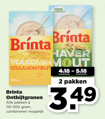 Brinta   cereals folder aanbieding bij  Plus - details