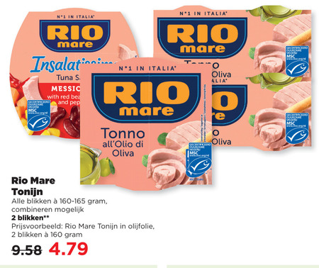 Rio Mare   tonijn in blik folder aanbieding bij  Plus - details