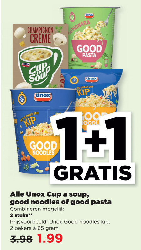 Unox   noodles folder aanbieding bij  Plus - details