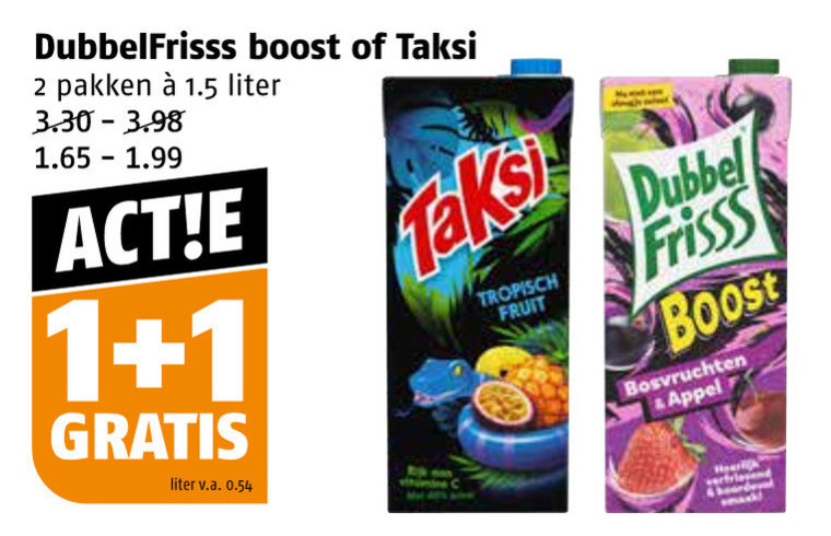 Dubbelfrisss   fruitdrank folder aanbieding bij  Poiesz - details