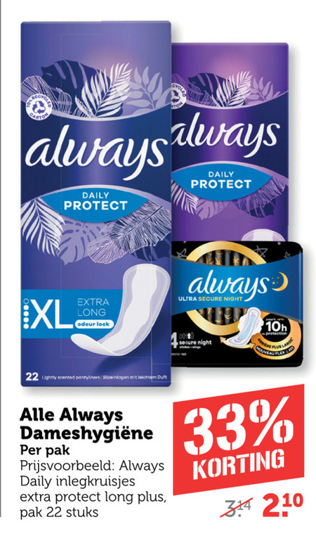 Always   maandverband, inlegkruisjes folder aanbieding bij  Coop - details