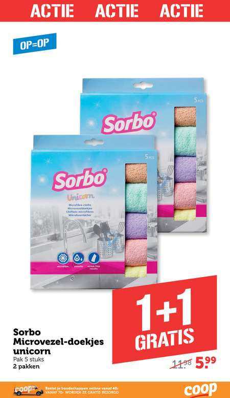 Sorbo   microvezeldoekjes folder aanbieding bij  Coop - details