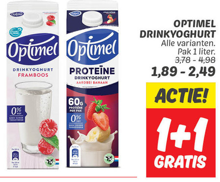 Optimel   drinkyoghurt folder aanbieding bij  Dekamarkt - details