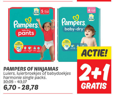 Pampers   luiers, luierbroekjes folder aanbieding bij  Dekamarkt - details