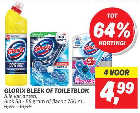 Glorix   toiletblok, bleekmiddel folder aanbieding bij  Dekamarkt - details