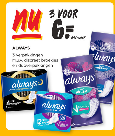 Always   inlegkruisjes, maandverband folder aanbieding bij  Jumbo - details