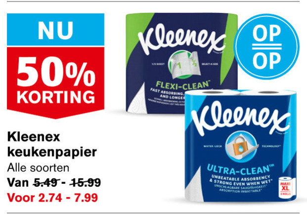 Kleenex   keukenpapier folder aanbieding bij  Hoogvliet - details