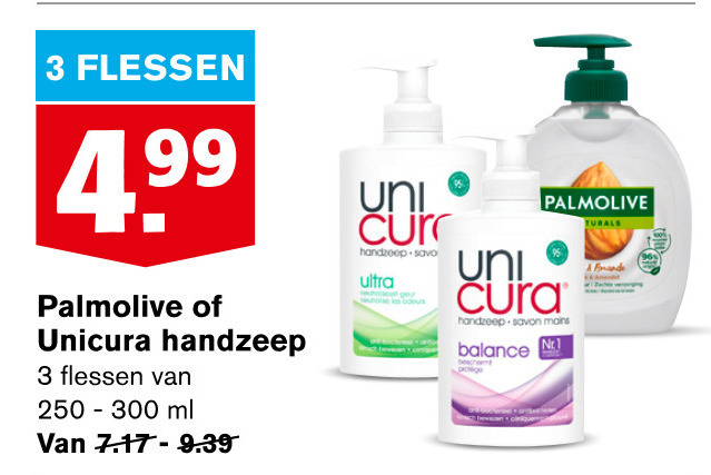 Unicura   handzeep folder aanbieding bij  Hoogvliet - details